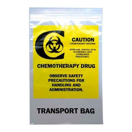 Lk Packaging Reclosable Chemo Transfer Bags, 12inW x 15inL, 4 Mil, Yellow, 500/Pack F41215CTB